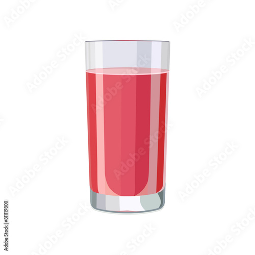 Full glass of pink juice. Isolated vector summer drink for flat design