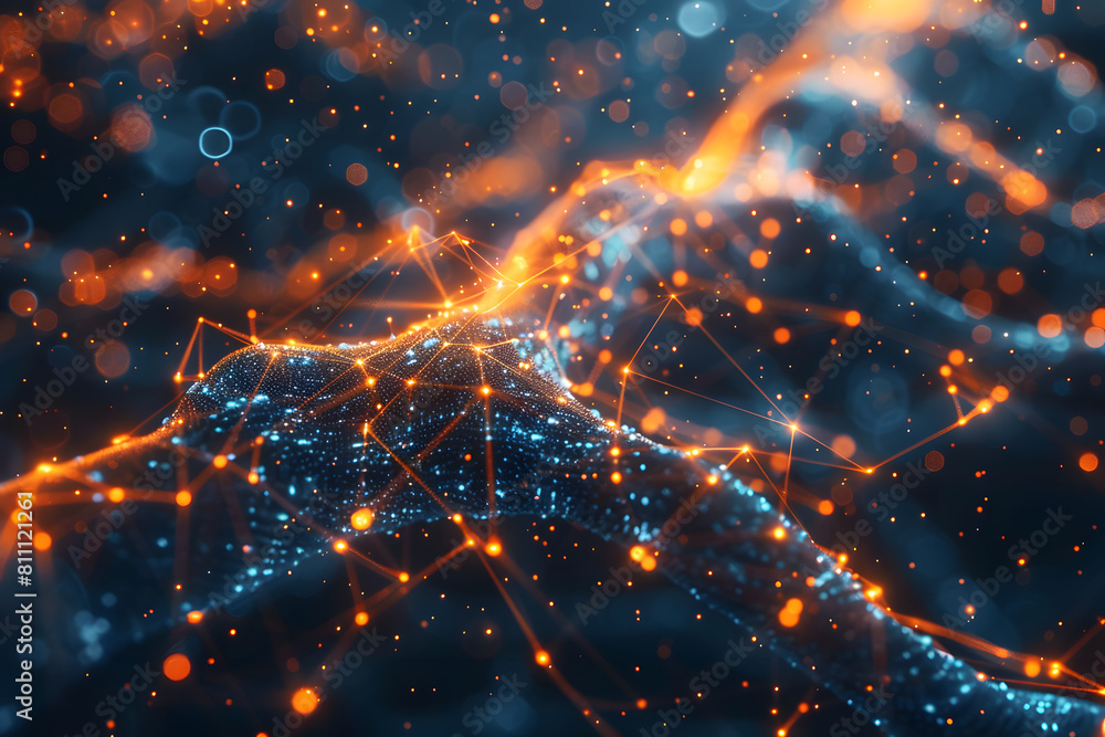 This image portrays a network of connections across a digital landscape, symbolizing connectivity and data exchange in the digital era