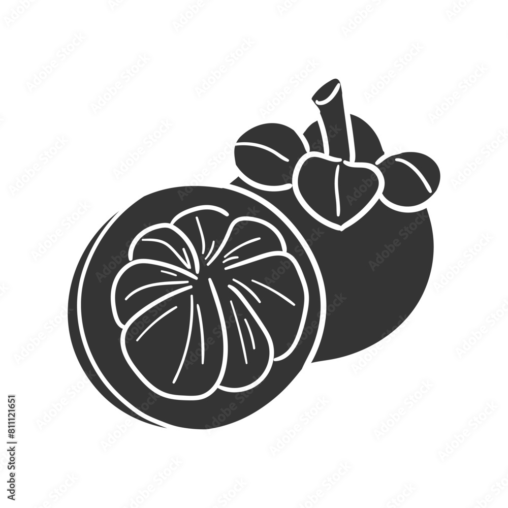 Mangoosten Icon Silhouette Illustration. Tropical Fruit Vector Graphic Pictogram Symbol Clip Art. Doodle Sketch Black Sign. Mangoosten Icon Silhouette Illustration. Tropical Fruit Vector Graphic Pictogram Symbol Clip Art. Doodle Sketch Black Sign.