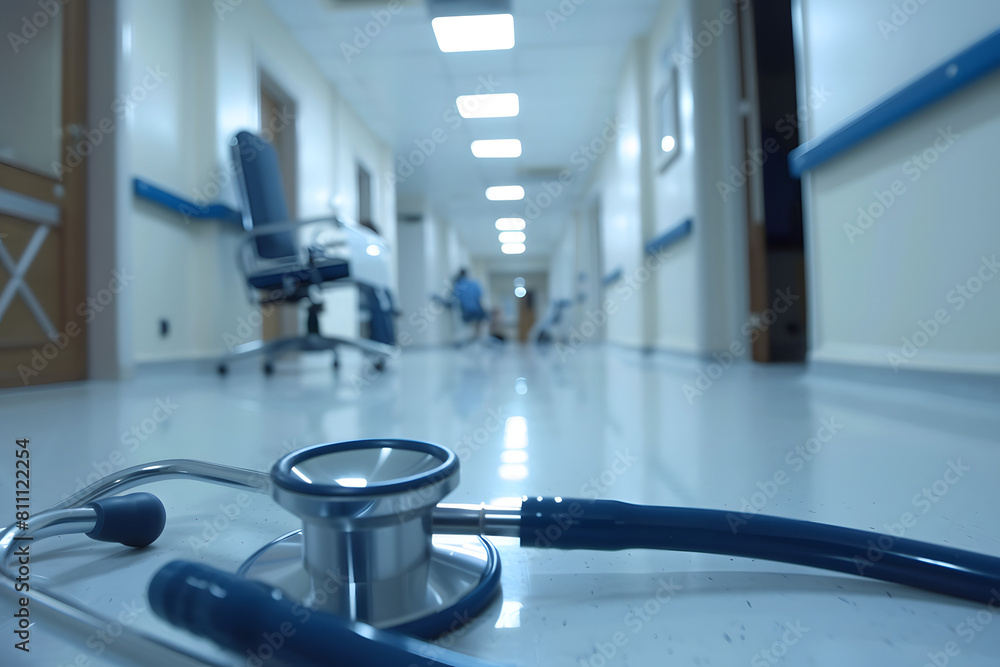 stethoscope on the hospital. Generated with AI. stethoscope on the hospital. Generated with AI.