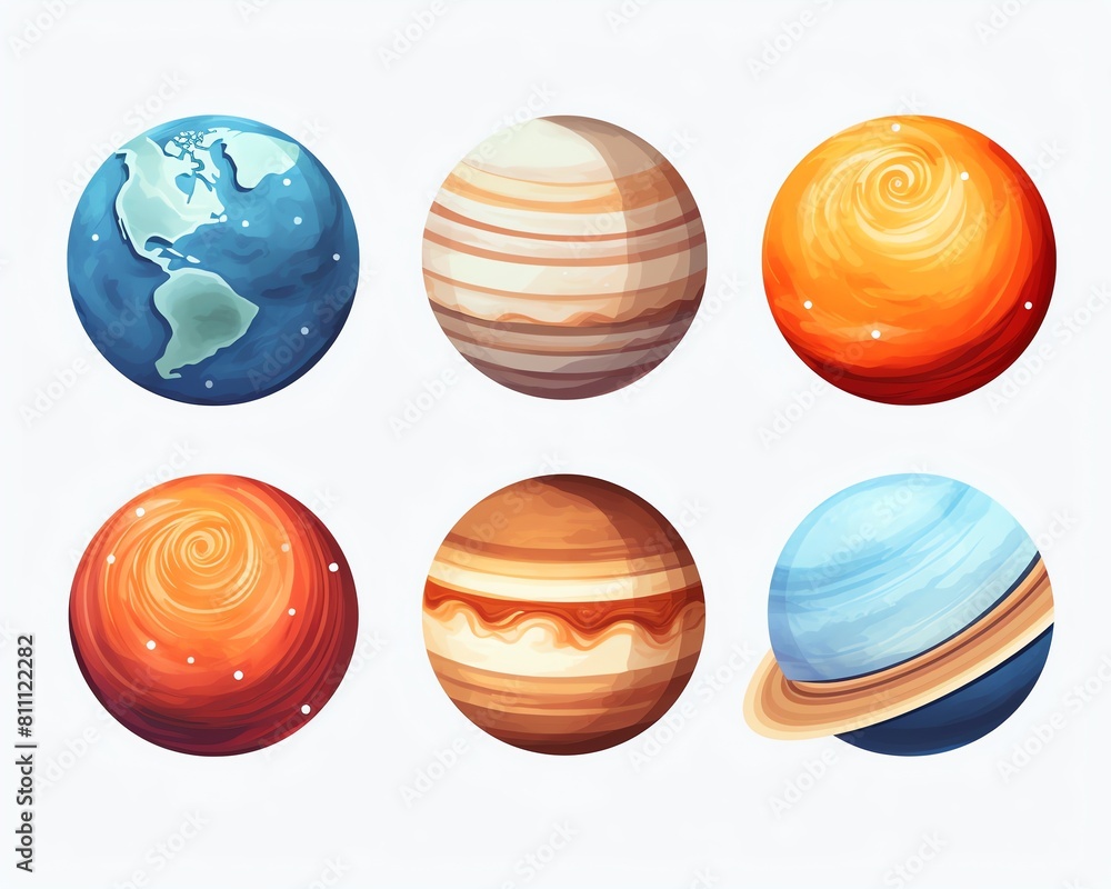 Gas giants concept flat design side view giant planets theme animation Complementary Color Scheme