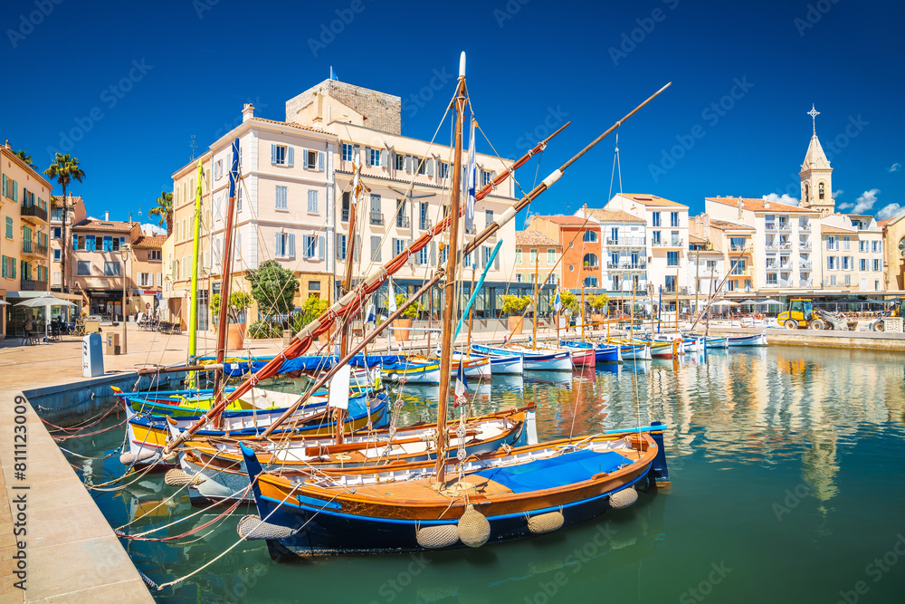Fototapeta premium Town of Sanary sur Mer colorful waterfront view