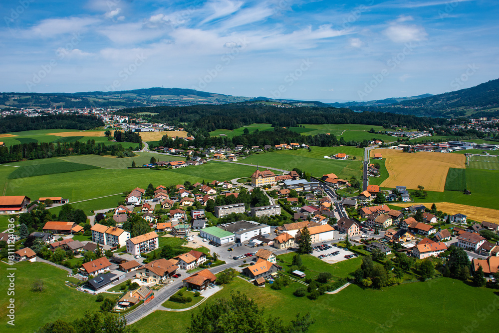 view of the village of Gruyere, Swiss view of the village of Gruyere, Swiss