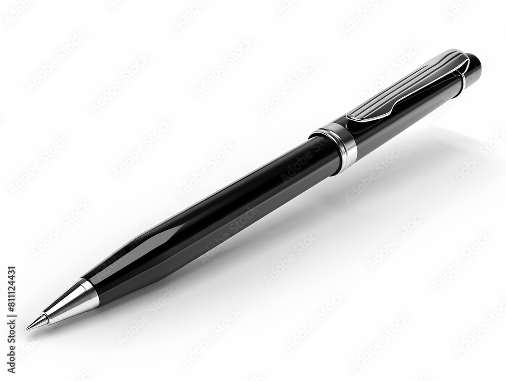 A black pen on a white background. A black pen on a white background.