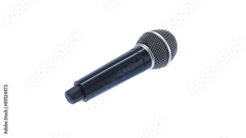 Professional Black Microphone on Transparent Background