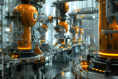 Futuristic Robotics Manufacturing Factory - Innovative High-Tech Industrial Production