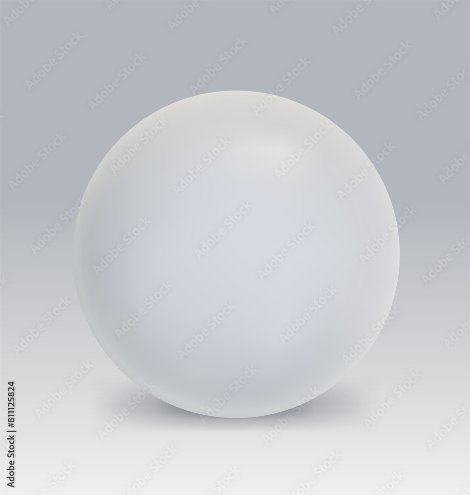 White realistic glossy sphere with shadow. Vector abstract ball illustration