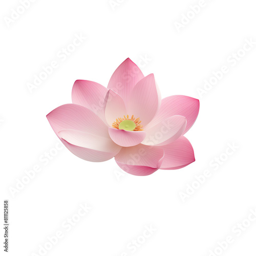 A vividly pink lotus flower, open and inviting against a transparent background