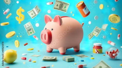 computer graphic illustration of a piggy bank