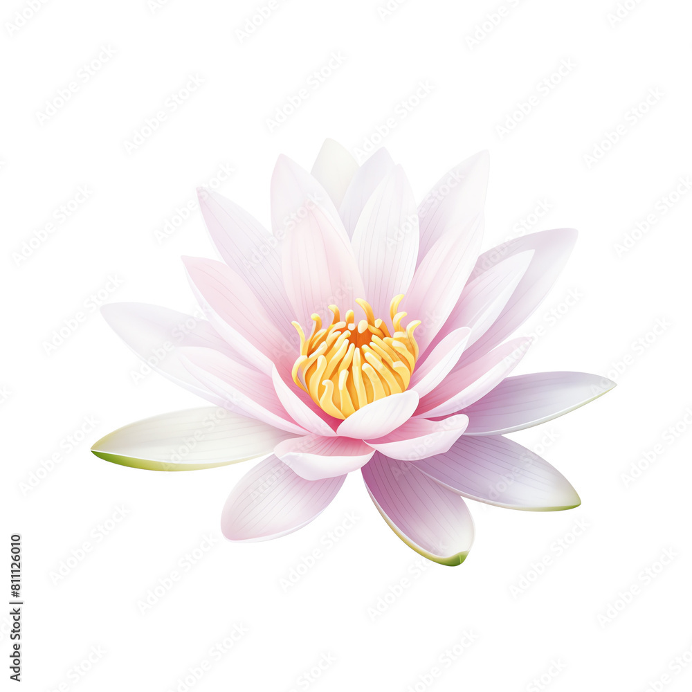 Fototapeta premium A water lily, its petals spread wide and floating, isolated on a transparent background