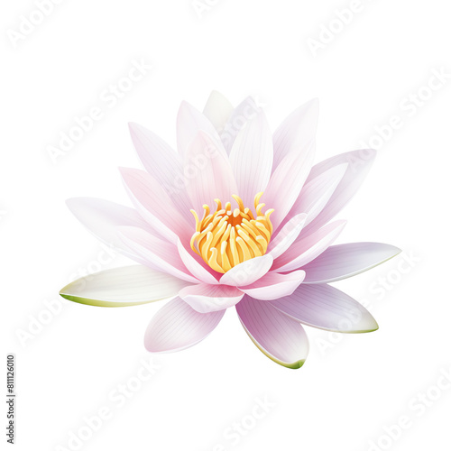 A water lily  its petals spread wide and floating  isolated on a transparent background