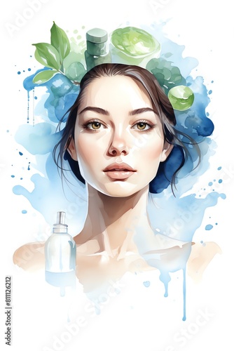 Skincare routine depiction flat design front view spa theme water color Complementary Color Scheme