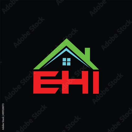 EHI letter logo design with black background