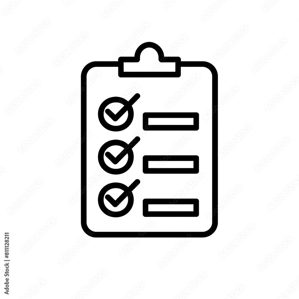 Outline icon of checklist using black line and minimal design. White background. Outline icon of checklist using black line and minimal design. White background.