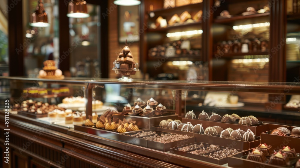 Cozy cafes and patisseries adorned with displays of tempting chocolate treats, inviting patrons to indulge in the simple pleasure of a chocolatey indulgence on World Chocolate Day