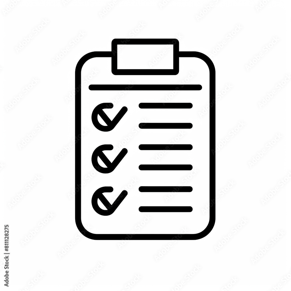 Outline icon of checklist using black line and minimal design. White background. Outline icon of checklist using black line and minimal design. White background.