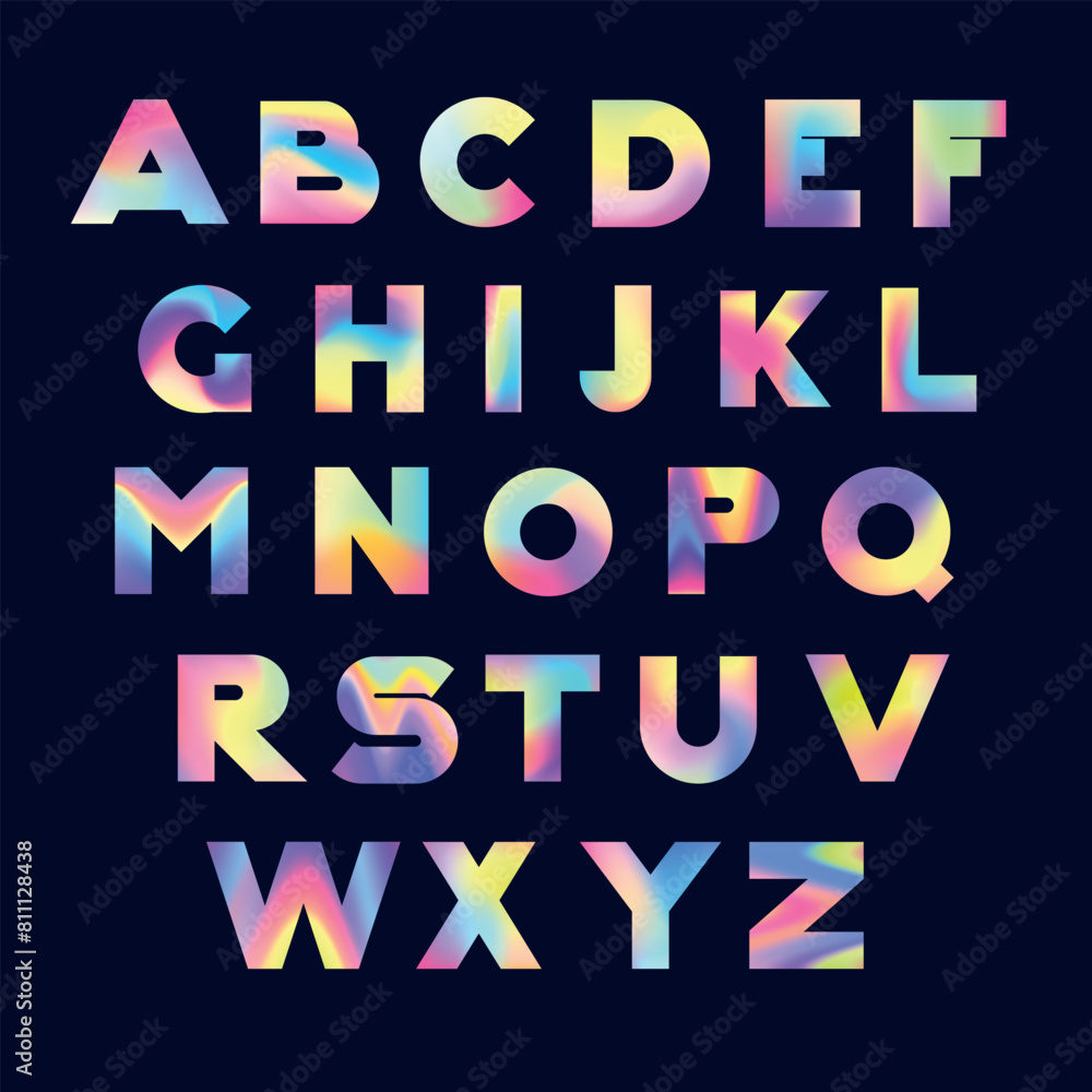 Creative Design vector for Title, Header, Lettering, Logo. Holographic vivid bright vibrant Typeface. Colorful Letters. Creative Design vector for Title, Header, Lettering, Logo. Holographic vivid bright vibrant Typeface. Colorful Letters.
