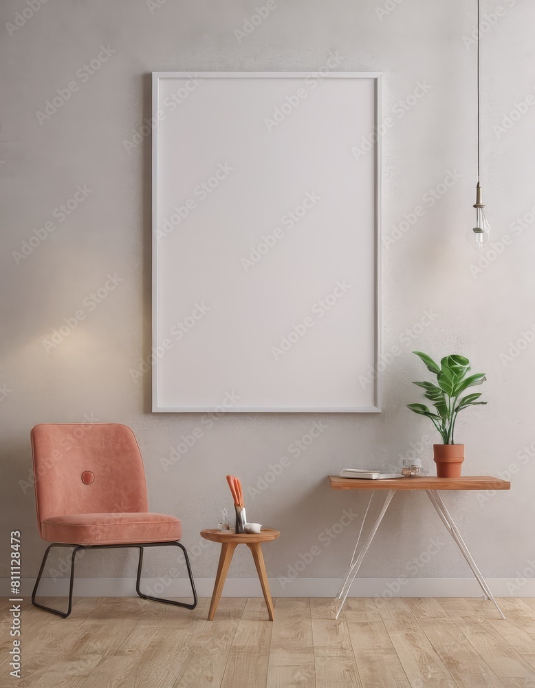 Minimalist Mockup Frame in Modern Apartment Minimalist Mockup Frame in Modern Apartment