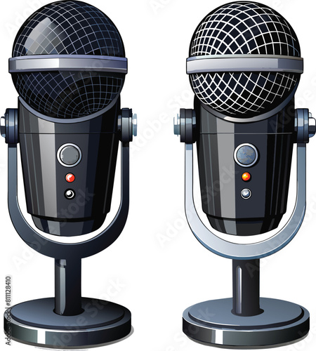 Realistic microphone on white background