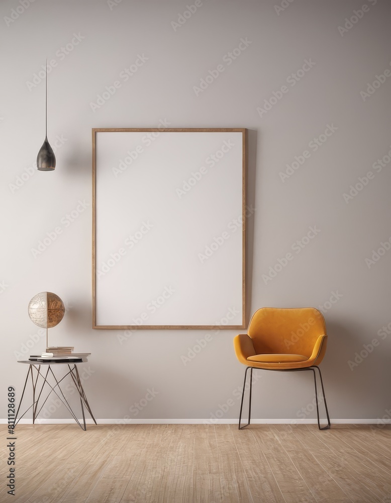Minimalist Mockup Frame in Modern Apartment Minimalist Mockup Frame in Modern Apartment