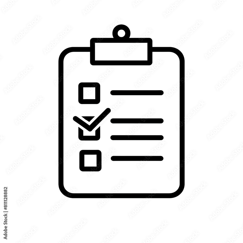 Outline icon of checklist using black line and minimal design. White background. Outline icon of checklist using black line and minimal design. White background.
