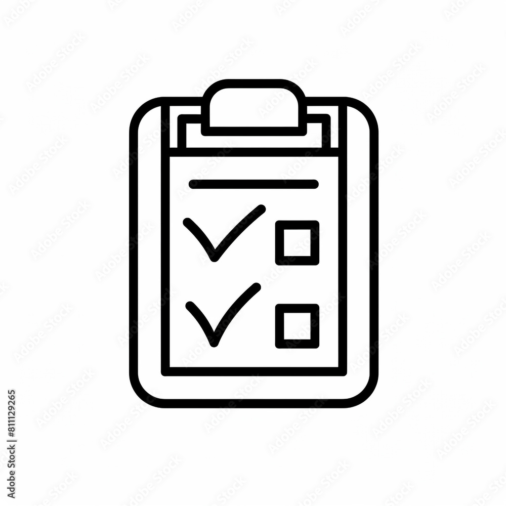 Outline icon of checklist using black line and minimal design. White background. Outline icon of checklist using black line and minimal design. White background.