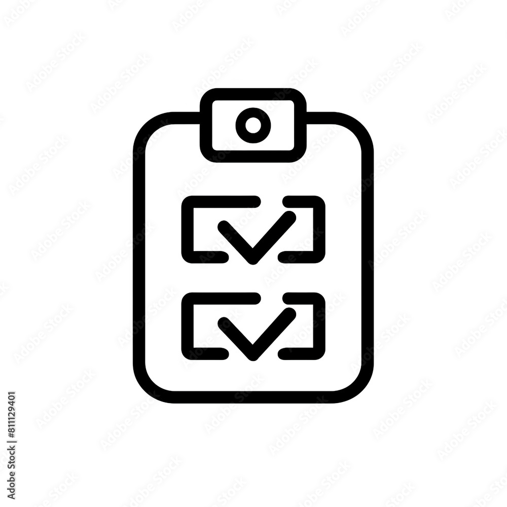 Outline icon of checklist using black line and minimal design. White background. Outline icon of checklist using black line and minimal design. White background.