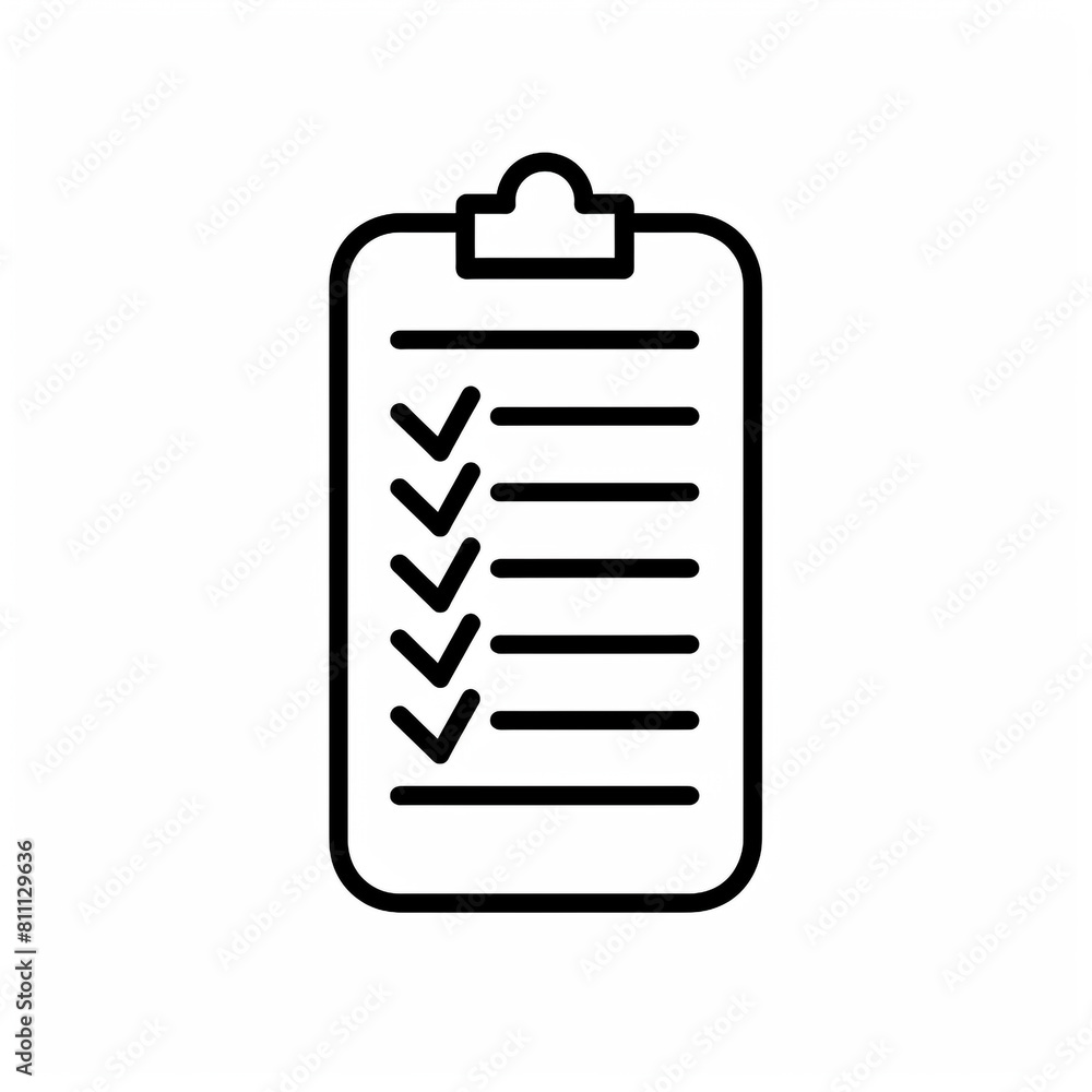 Outline icon of checklist using black line and minimal design. White background. Outline icon of checklist using black line and minimal design. White background.