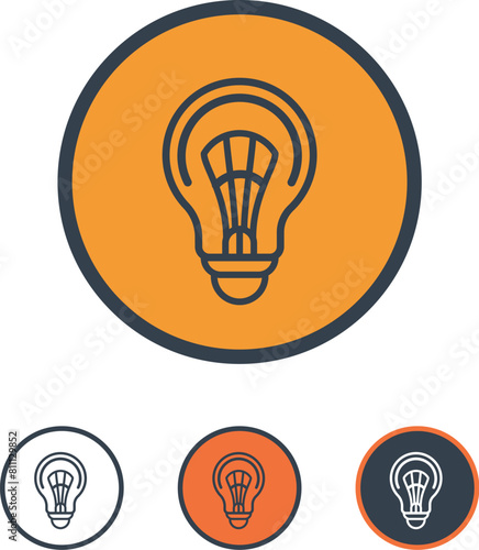 Set of light bulb icons, creativity, ideas, innovation symbol.