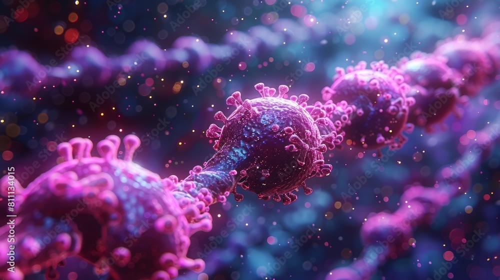 Fototapeta premium This is a microscopic image of a virus,background with virus