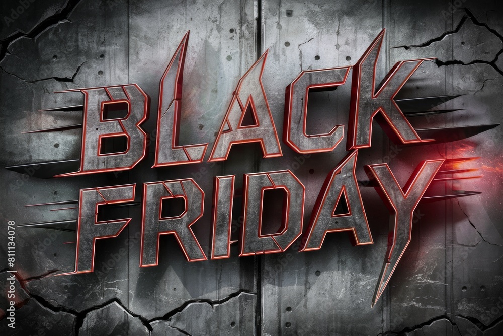 Dramatic Black Friday Text Over Rugged Metal Background for Holiday Sale Promotions