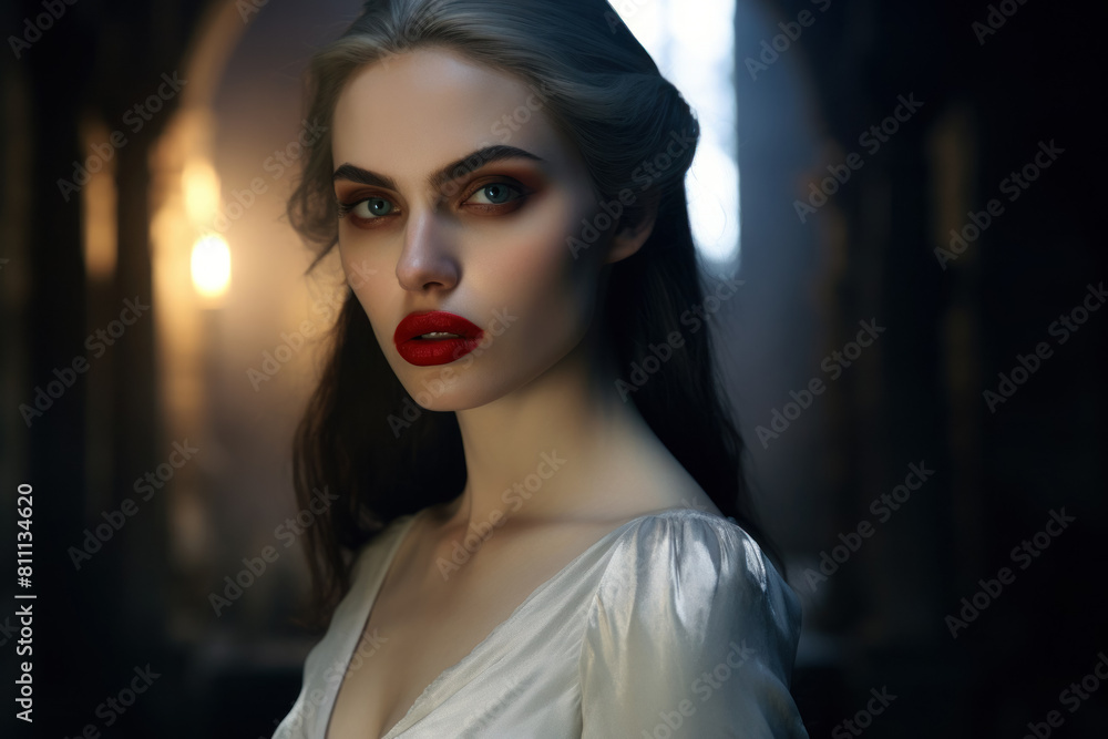 portrait of a girl in gothic vintage style, close-up