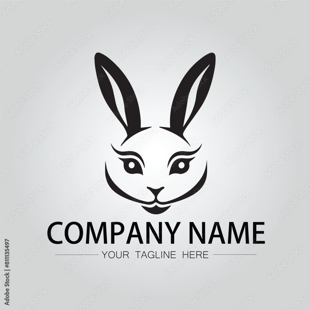 Rabbit silhouette company logo vector image on the white background Rabbit silhouette company logo vector image on the white background