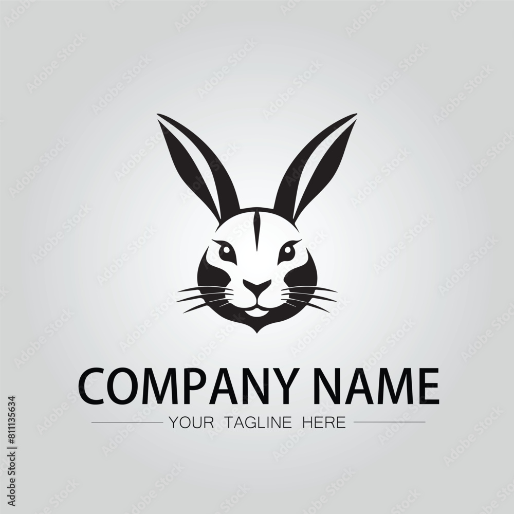 Rabbit silhouette company logo vector image on the white background Rabbit silhouette company logo vector image on the white background