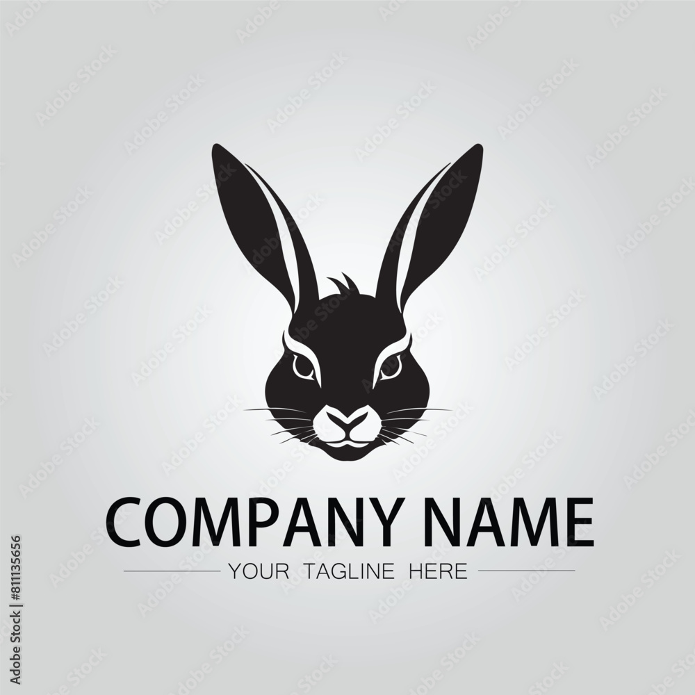 Rabbit silhouette company logo vector image on the white background Rabbit silhouette company logo vector image on the white background