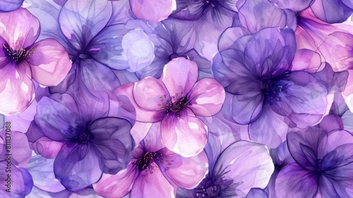 Seamless watercolor pattern of wild blooming flower seamless texture background