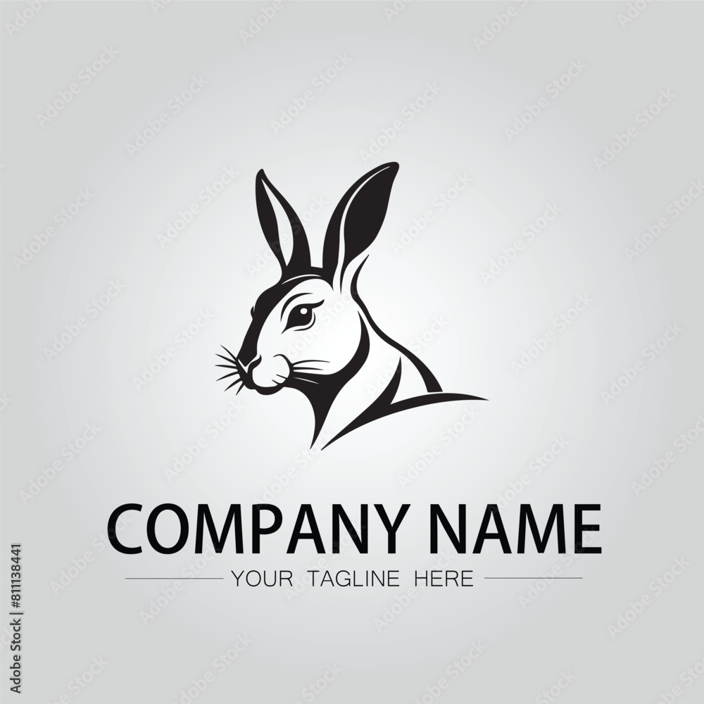 Rabbit silhouette company logo vector image on the white background Rabbit silhouette company logo vector image on the white background