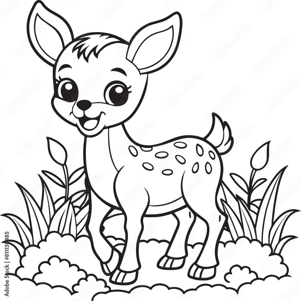 Coloring Page Outline Of Cute Baby Deer Animal Cartoon Character Coloring Page Outline Of Cute Baby Deer Animal Cartoon Character
