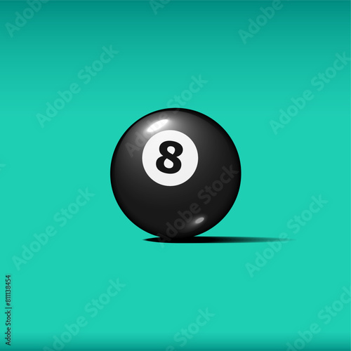 Billiard, Black pool ball with number 8 Snooker or lottery ball stock illustration realistic