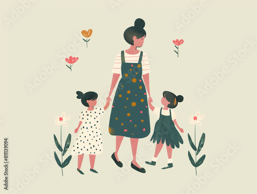 Mothers Love, Mother's Day, Mother and Children Love, Mother Flowers, Woman and Children, Maternal, Motherhood, Motherhood Celebration, Family Bond