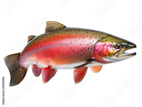 A beautiful rainbow trout, isolated on a transparent background. photo