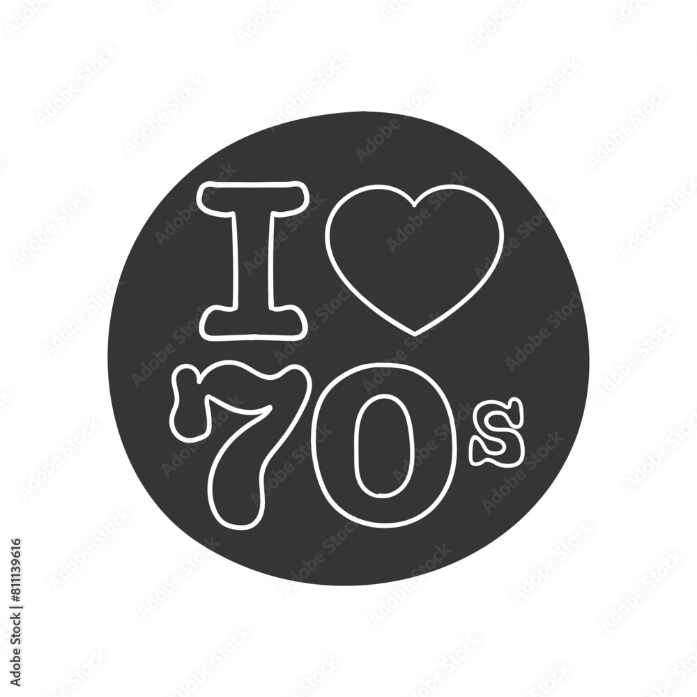 Love 70's Icon Silhouette Illustration. Nostalgia Vector Graphic Pictogram Symbol Clip Art. Doodle Sketch Black Sign. Love 70's Icon Silhouette Illustration. Nostalgia Vector Graphic Pictogram Symbol Clip Art. Doodle Sketch Black Sign.