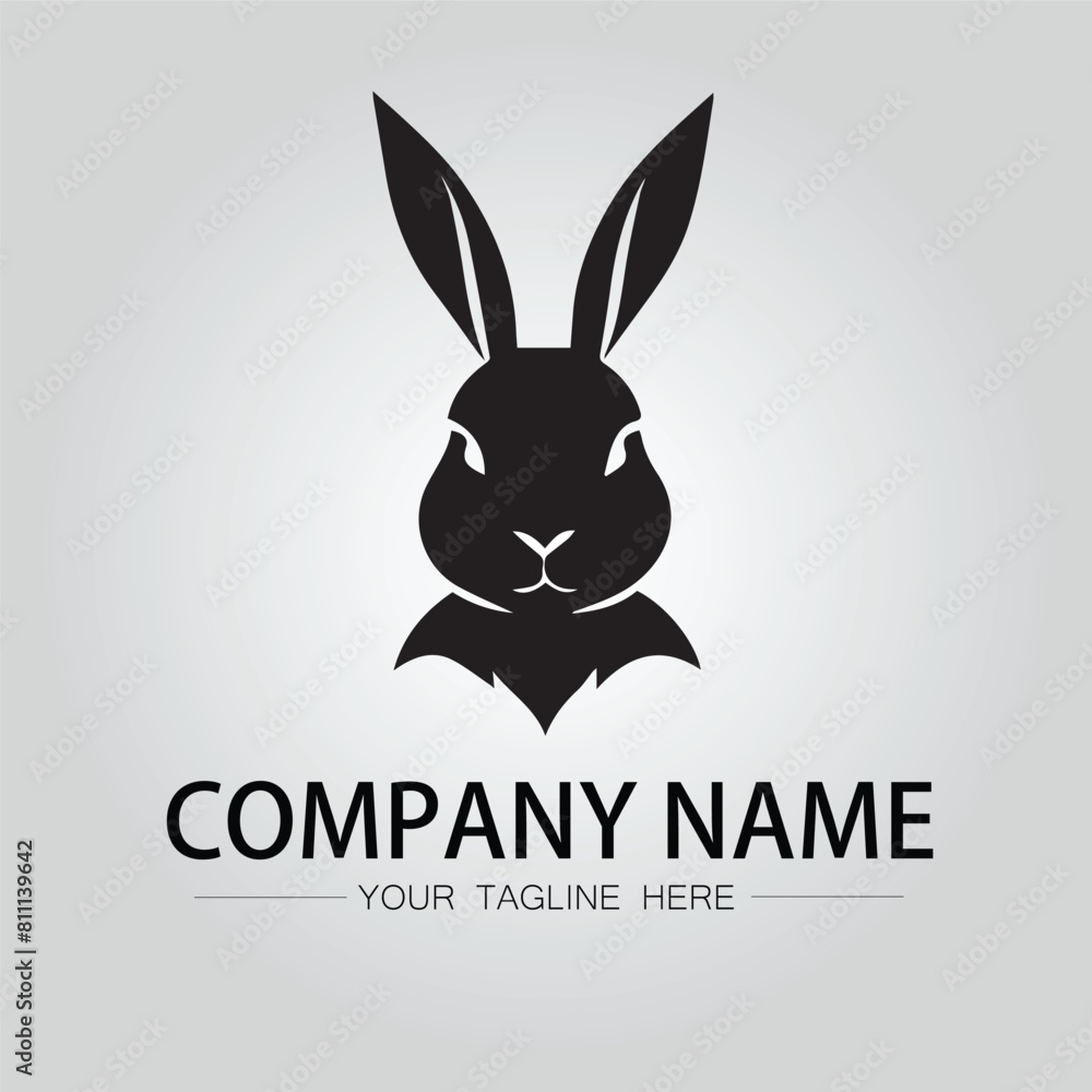 Rabbit silhouette company logo vector image on the white background Rabbit silhouette company logo vector image on the white background