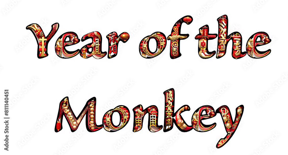 Fototapeta premium Chinese New Year of the Monkey text graphics