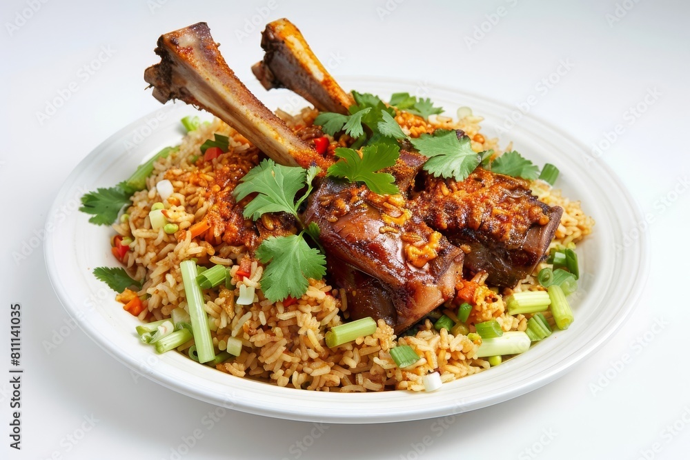 Savory Adobo Pork Shanks on a Bed of Fried Rice