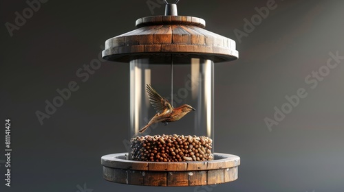 3D realistic image of a bird feeder, clean lighting, isolated on background photo