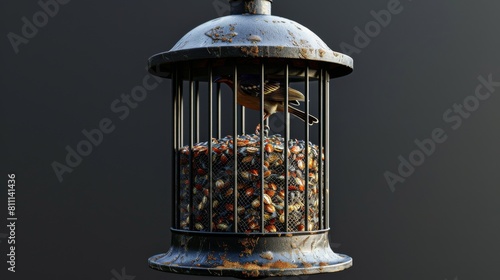 3D realistic image of a bird feeder  clean lighting  isolated on background