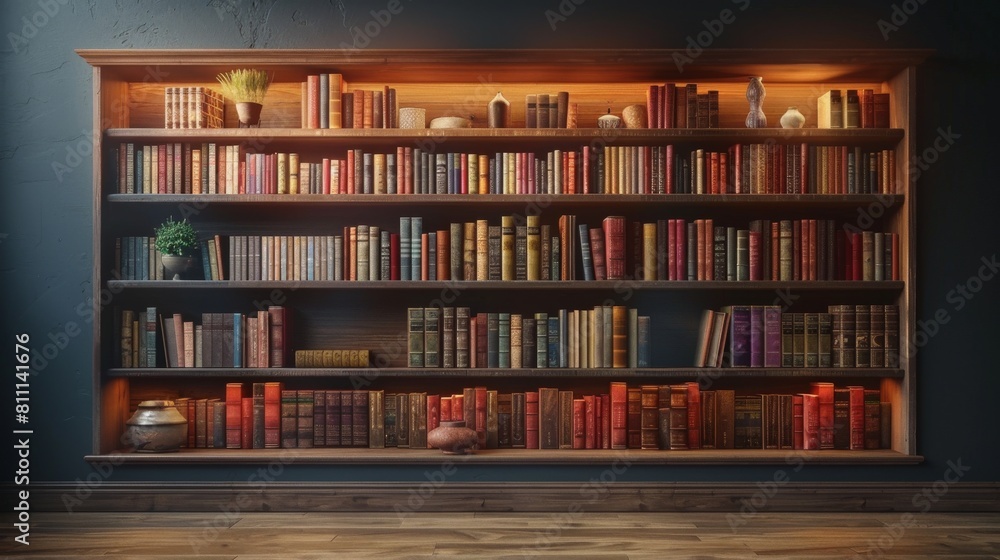 3D realistic image of a bookcase, clean lighting, isolated on background 3D realistic image of a bookcase, clean lighting, isolated on background