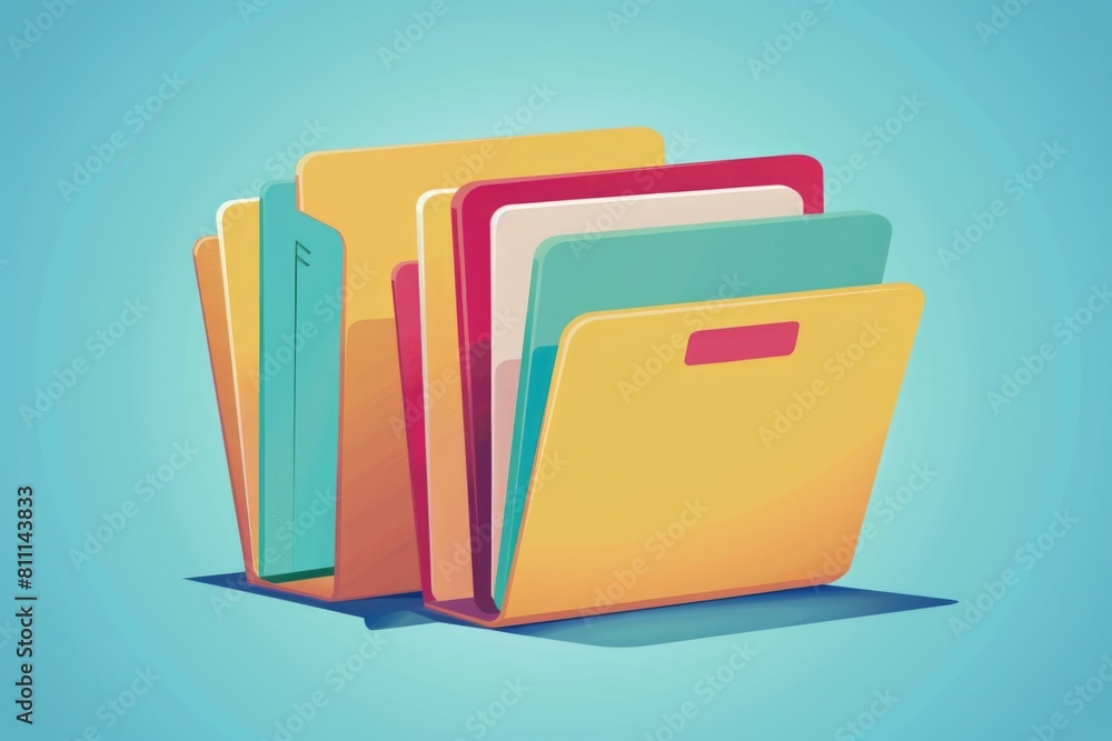 Neatly stacked folders for office organization. Ideal for business presentations Neatly stacked folders for office organization. Ideal for business presentations