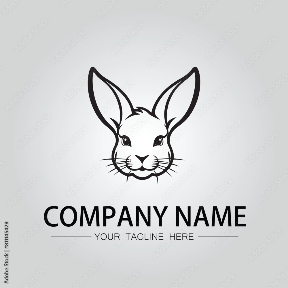 Rabbit silhouette company logo vector image on the white background